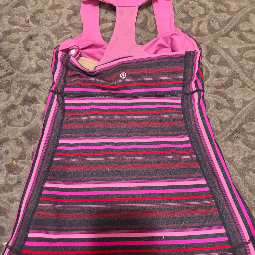 Lululemon Pink Striped Tank Top